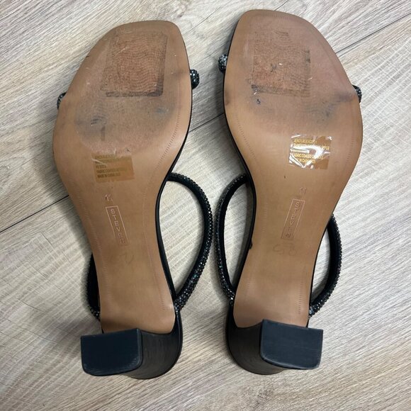 Steven‎ New York Black Rhinestone Jercy Heel Sandals Slip On Size 11 - Picture 12 of 14